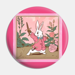 Rabbit Girl Warrior Playing Fencing in Vintage Combat Sports Kendo Samurai Pin