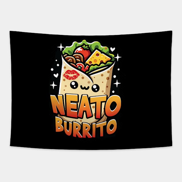 Neato Burrito Funny Mexican Food Lover Graphic Tapestry by Graphic Duster