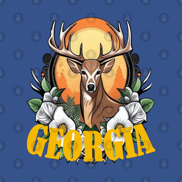 Georgia Deer With Roses by taiche