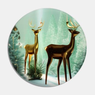 Beautiful Golden Christmas Deers Pin