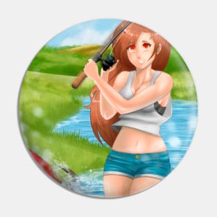 anime girl fishing Pin