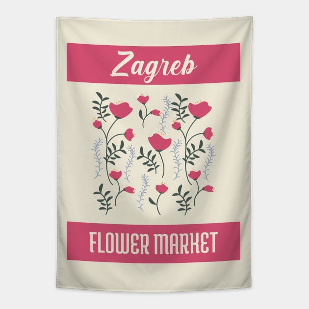 Flower Market Zagreb Tapestry by Artomino