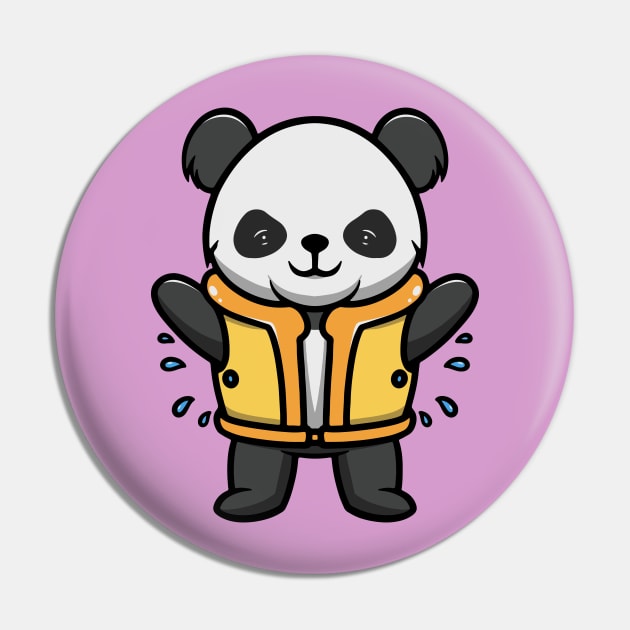 Cute Panda Wearing Lifebelt Pin by Cubbone