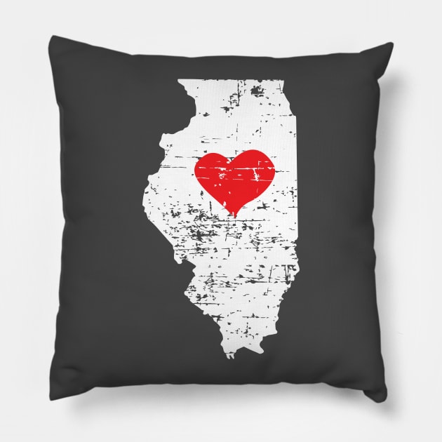 <3 Illinois Map Gift T Shirt for Men Women and Kids Pillow by HopeandHobby