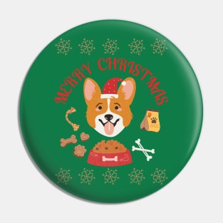 Merry Christmas Santa Dog Funny Dog and Cute Dog Lovers Pin