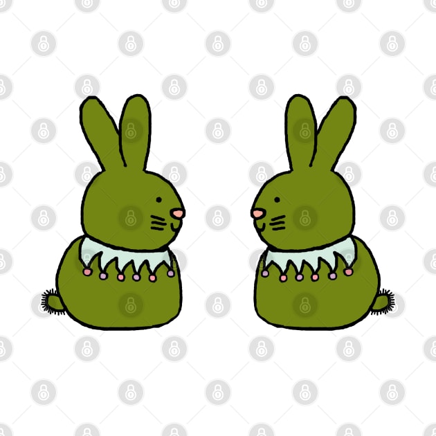 Green Bunny Rabbit Duo by ellenhenryart