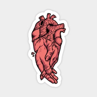 couple holding hands with heart organ Magnet