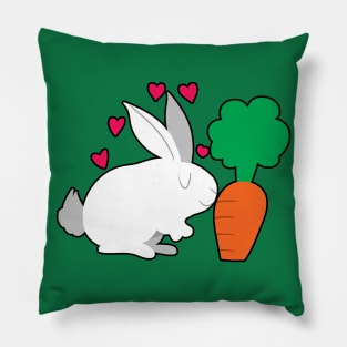 Cute Bunny and a Carrot Pillow