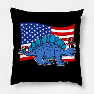 4th July Stegosaurus American Flag Dinosaur Pillow