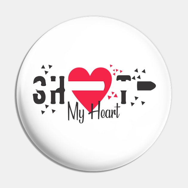 Shot My Heart Pin by ugisdesign