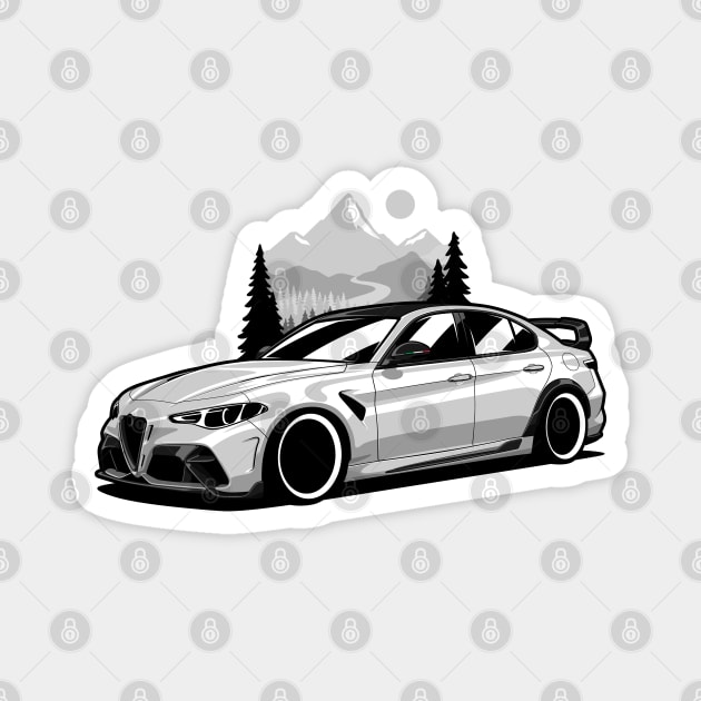 White Giulia Mountains Magnet by KaroCars