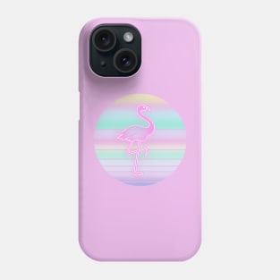 80's Retro Flamingo On Iridescent Color Sun Phone Case