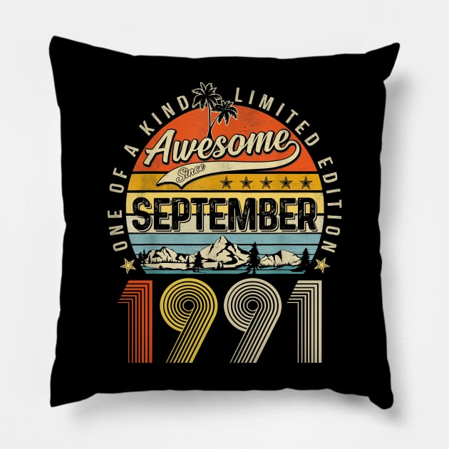 Awesome Since September 1991 Vintage 32nd Birthday Pillow by Vintage White Rose Bouquets