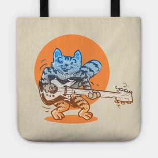 funny cat playing guitar cartoon Tote