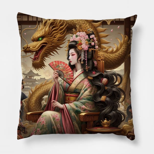 The queen gueisha Pillow by Belle Abreu