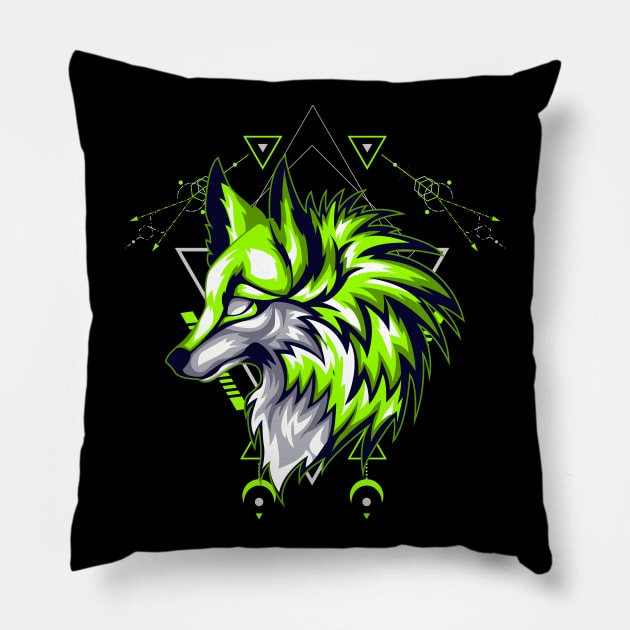 wolf head Pillow by SHINIGAMII