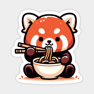 Noodle Nirvana: Red Panda's Gourmet Delight Magnet