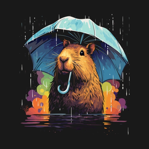 Capybara Rainy Day With Umbrella by JH Mart