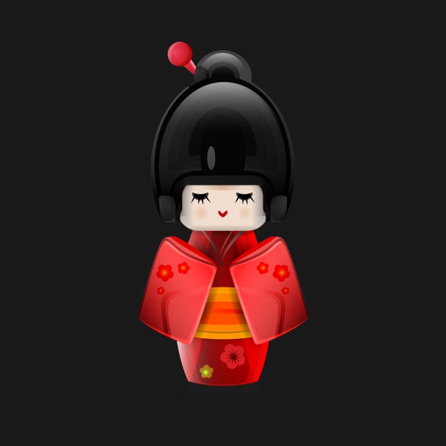 Kokeshi in Red by Rabassa