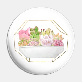 botanical succulent in a golden rack watercolor Pin