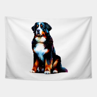 Vibrant Bernese Mountain Dog in Splash Paint Style Tapestry