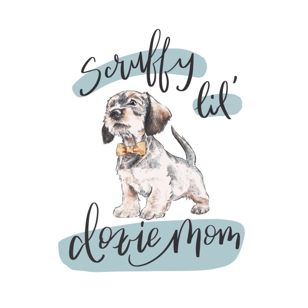 Scruffy Lil Doxie Mom Orange Bowtie by stuckyillustration