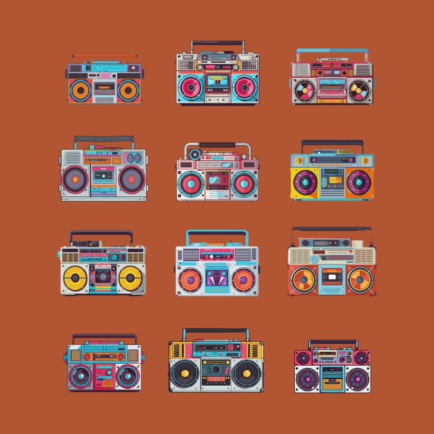 12 Colorful Boomboxes from the 1980s by Dream Station