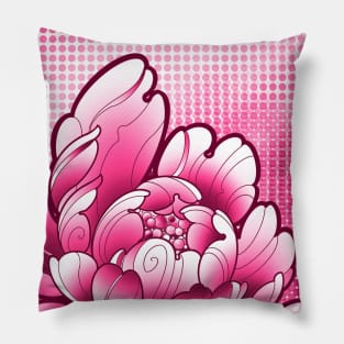 hot pink peony flower closeup Pillow