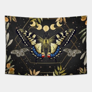 Mystic Botanical Butterfly Scene 2 Tapestry