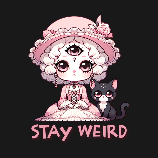 Stay Weird Three Eyed Witch with Black Cat by WitchyArty