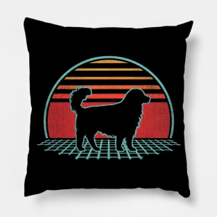 Golden Retriever Retro Vintage Vaporwave Pillow