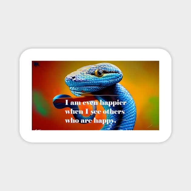 Happiness mantra with artistic snake, coloful design Magnet by Dok's Mug Store