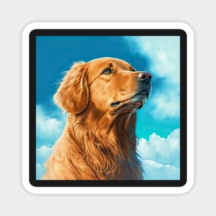 Golden Retriever Curious Dog Open Sky Illustration Magnet