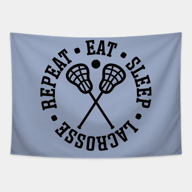 Eat Sleep Lacrosse Repeat Sport Cute Funny Tapestry by GlimmerDesigns