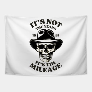 It's not the Years, it's the Mileage - Skull in a Fedora - Halloween Tapestry