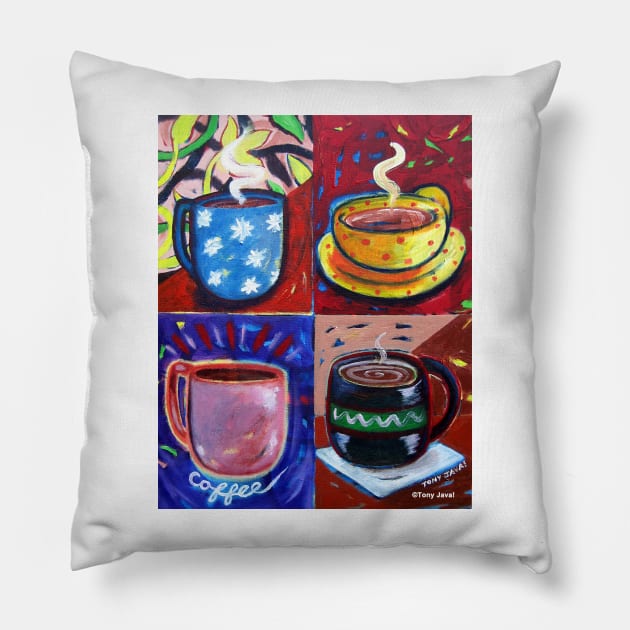 '4 Coffee Cups' Pillow by jerrykirk