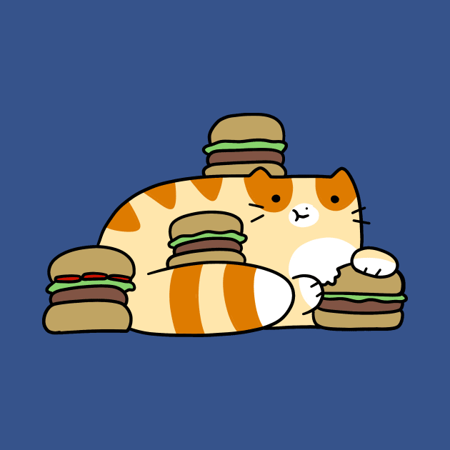 Tabby Cat Eating Burgers by saradaboru