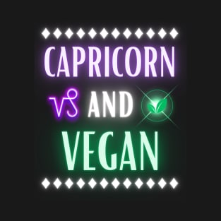 Capricorn and Vegan Retro Style Neon T-Shirt