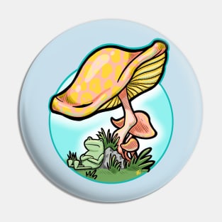 Frog and mushroom Pin