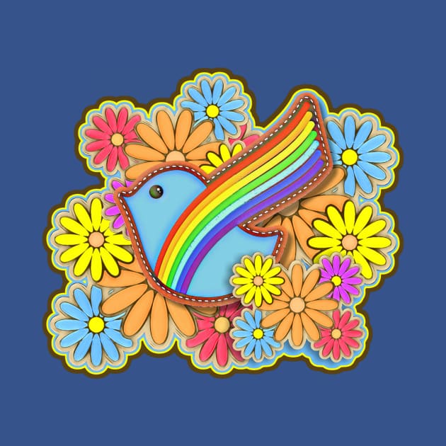 Hippie Flower Power Rainbow Dove by AlondraHanley