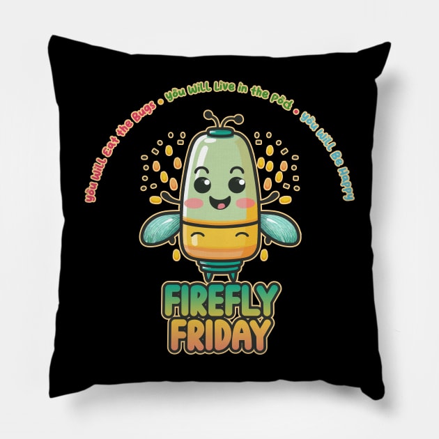 Firefly Friday Kawaii Bug Buffet Pillow by DanielLiamGill