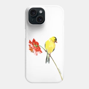 American Goldfinch and red Flower Phone Case