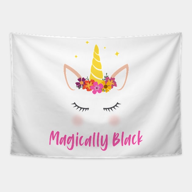 Magically Black Unicorn Lover Gift Tapestry by BadDesignCo