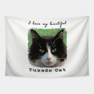 I Love My Beautiful Tuxedo Cat Tapestry