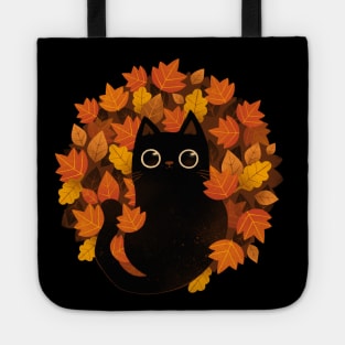 Cat and Autumn leaves! Tote