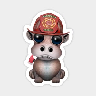 Cute Baby Hippo Firefighter Magnet