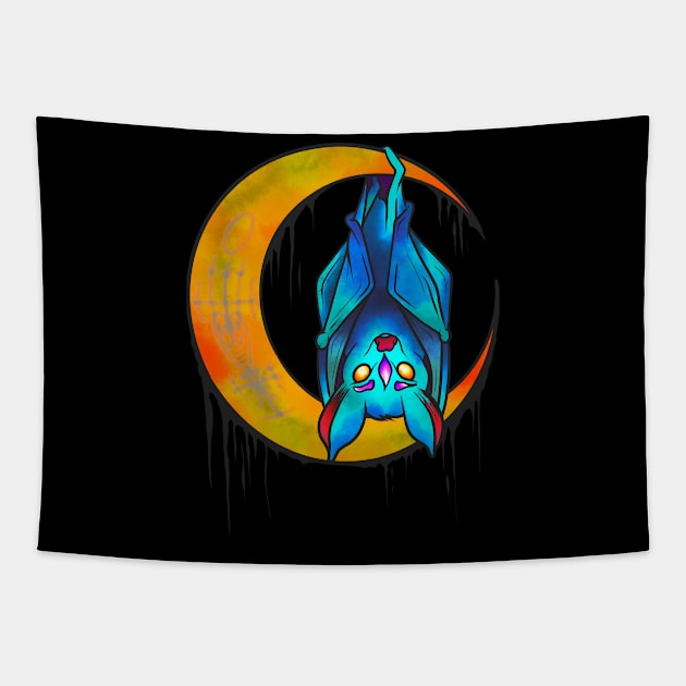 Trippy Bat Tapestry by Meggydearest