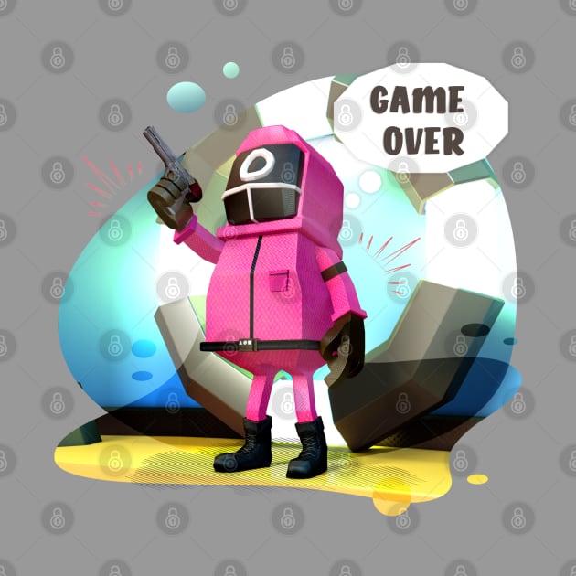 squid game pink jumpsuit, Circle mask by Nakano_boy