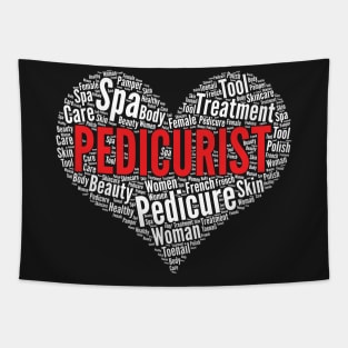 Pedicurist Heart Shape Word Cloud Design Pedicure product Tapestry