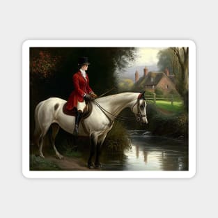 Vintage Horse Riding Oil Painting Magnet